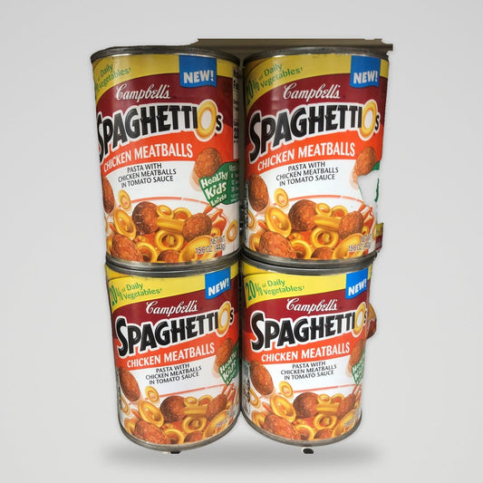 4 Cans of Campbell's SpaghettiOs Pasta with Chicken Meatballs, 15.6 oz