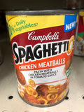 FOUR CANS Campbell's SpaghettiOs Pasta with Chicken Meatballs 15.6 oz Can