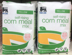 2 BAGS Food Lion Self-Rising Yellow Corn Meal Mix 2 lb Bag wheat