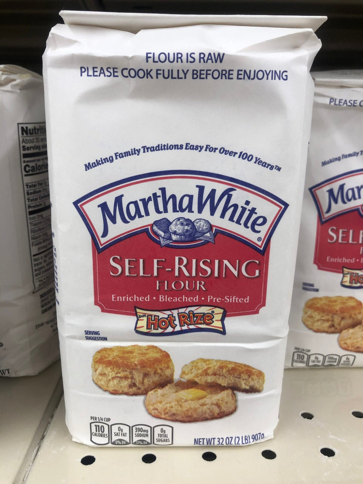 2 Bags of Martha White Hot Rize Enriched Self Rising Flour, 2 lb