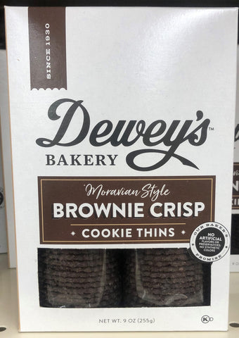 Deweys Bakery Moravian Style Brownie Crisp Cookie Thins 9 oz Box Chocolate