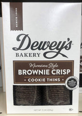 Deweys Bakery Moravian Style Brownie Crisp Cookie Thins 9 oz Box Chocolate