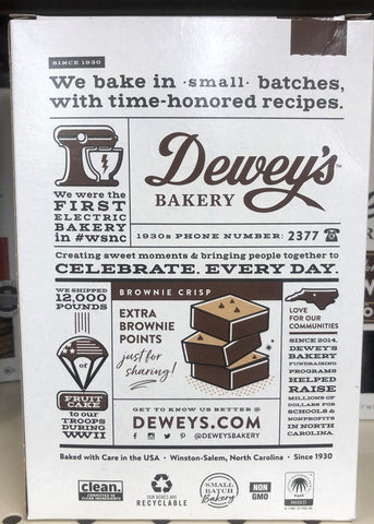 Deweys Bakery Moravian Style Brownie Crisp Cookie Thins 9 oz Box Chocolate