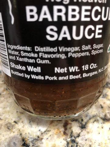 2 BOTTLES Wells Hog Heaven Barbecue Sauce 18oz BBQ Pork Beef Rib Fat Free NC
