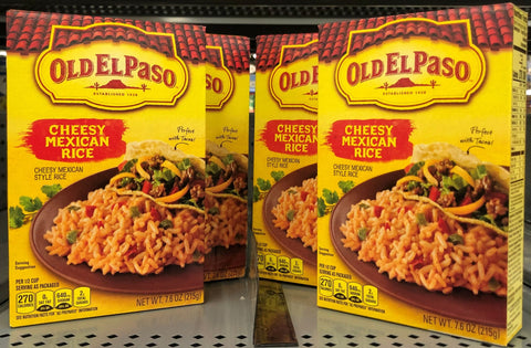 FOUR BOXES Old El Paso Cheesy Mexican Rice 7.6 oz Box ACP Taco Burrito