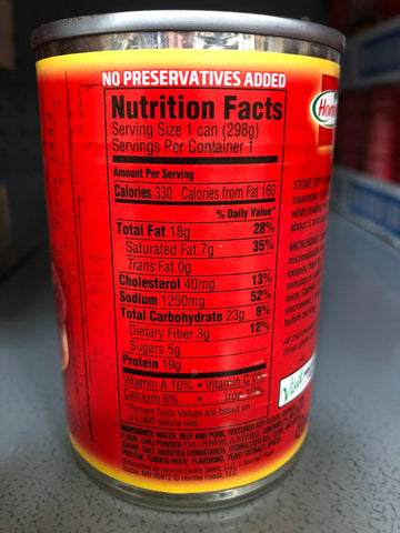 4 Cans of Hot Dog Hormel Chili No Beans, 15 oz