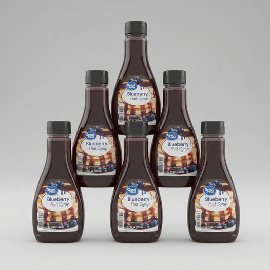 6 Bottles of Great Value Blueberry Fruit Syrup, 12 fl oz