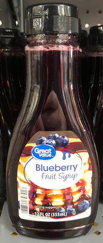 FOUR BOTTLES Great Value Blueberry Fruit Syrup 12 fl oz Pancake Waffle Breakfast