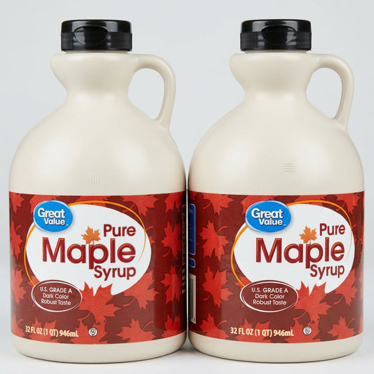 2 Bottles of Great Value Pure Maple Syrup, 32 oz