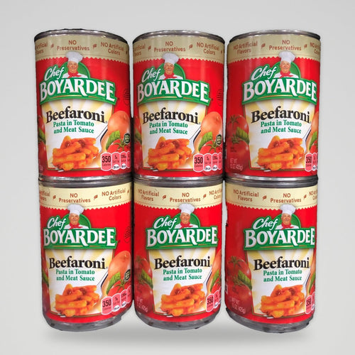6 Cans of Chef Boyardee Beefaroni Pasta in Tomato and Meat Sauce, 15 oz