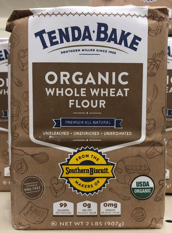 2 Bags of Southern Biscuit Tenda Bake 100% Organic Whole Wheat Flour, 2 lb