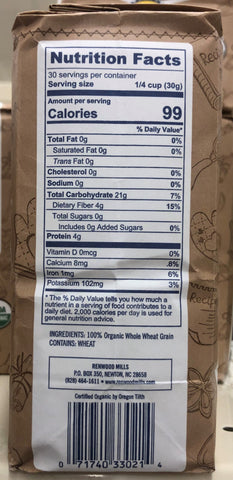 2 Bags of Southern Biscuit Tenda Bake 100% Organic Whole Wheat Flour, 2 lb