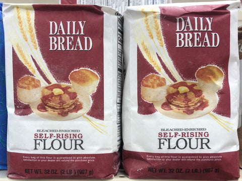 2 BAGS Daily Bread Self-Rising Flour 2 lb Bag Soft Winter Wheat