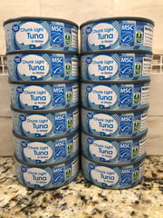 12 CANS Great Value Chunk Light Tuna in Water 5 oz Can Protein Salad Meat