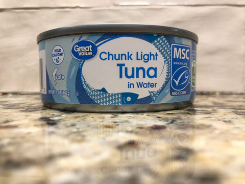 12 CANS Great Value Chunk Light Tuna in Water 5 oz Can Protein Salad Meat