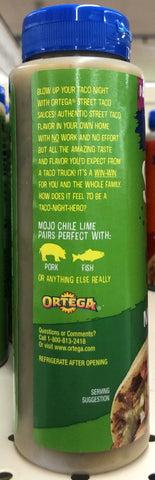 Ortega Mojo Chile Lime Street Taco Sauce 8 oz Salsa Truck Pork Fish