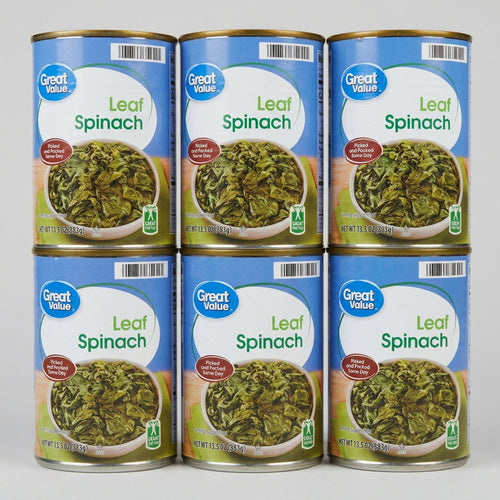 6 Cans of Great Value Leaf Spinach, 13.5 oz