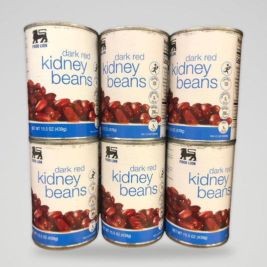 6 Cans of Food Lion Dark Red Kidney Beans, 15.5 oz