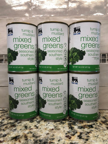 6 CANS Food Lion Southern Seasoned Turnip & Mustard Mixed Greens 14.5 oz Can