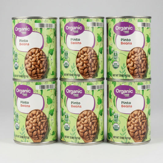 6 Cans Great Value Organic Pinto Beans 15 oz Can