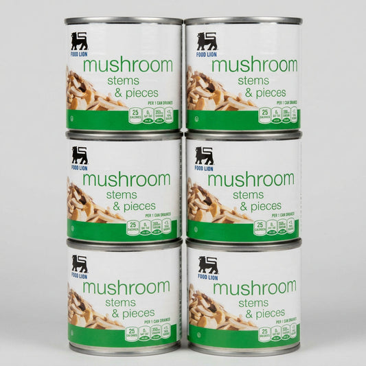6 Cans of Food Lion Mushroom Stems & Pieces, 4 oz