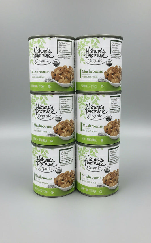 6 Cans of Nature's Promise Organic Mushroom Stems & Pieces, 4 oz