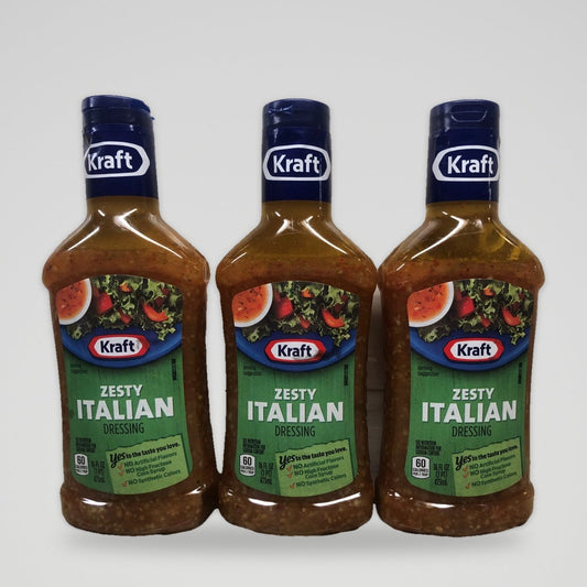3 Bottles of Kraft Zesty Italian Salad Dressing, 16 oz