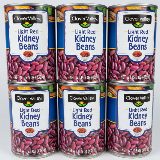 6 Cans of Clover Valley Light Red Kidney Beans, 15.5 oz