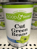 6 Cans of Good & Smart Cut Green Beans No Salt Added, 14.5 oz