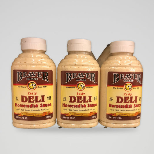 3 Bottles of Beaver Brand Zesty Deli Horseradish Sauce, 12 oz