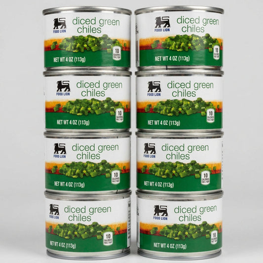 8 Cans of Food Lion Diced Green Chilies, 4 oz