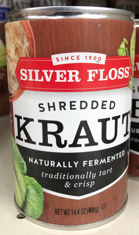 4 CANS Silver Floss Barrel Cured Shredded Kraut 14.4 oz Sauerkraut Cabbage