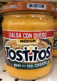 3 JARS Tostitos Medium Salsa Con Queso 15 oz chips burritos Real Cheese