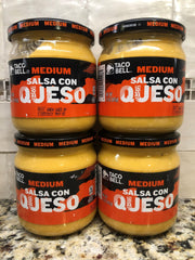 4 Jars Taco Bell Medium Salsa Con Queso Cheese Dip 15 oz chips taco Sauce