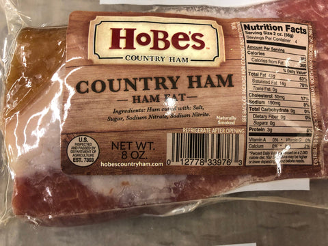 Hobes Fat 8 oz Pork Cured Country Ham & Skins Seasoning Bean Taters Stew