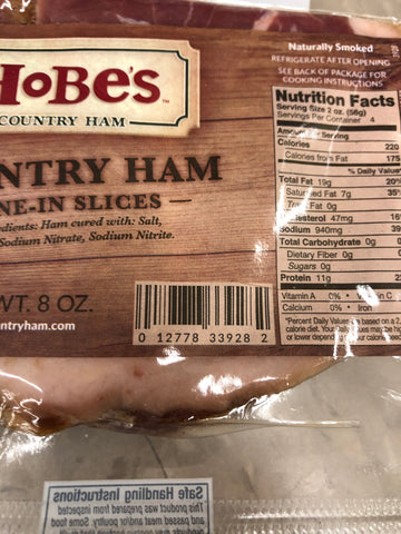 4 PACKS Hobes Old Fashioned Cured Country Ham Bone In End Slices 8 oz