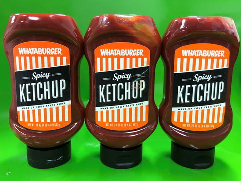 3 BOTTLES Whataburger SPICY Tomato Ketchup 20 oz Catsup French Fries Texas