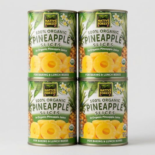 4 Cans of Native Forest 100% Organic Pineapple Slices, 15 oz