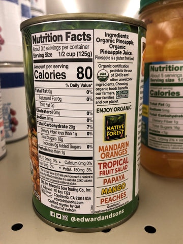 4 Cans of Native Forest 100% Organic Pineapple Slices, 15 oz