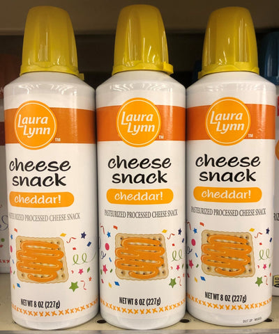 3 CANS Laura Lynn Cheese Snack Spray Squeeze Cheddar Cheese Wiz 8 oz