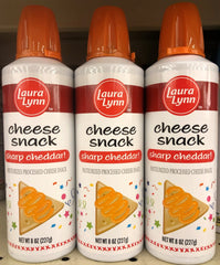 3 CANS Laura Lynn Cheese Snack Spray Squeeze Sharp Cheddar Cheese Wiz 8 oz