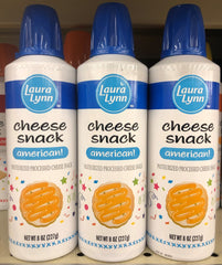 3 CANS Laura Lynn Cheese Snack Spray Squeeze American Cheese Wiz 8 oz