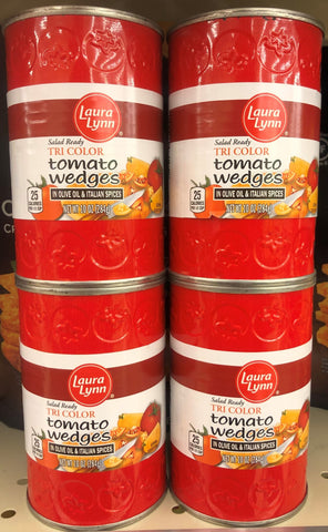 4 CANS Laura Lynn Tri-Color Tomato Wedges in Olive Oil and Italian Spices 10 oz