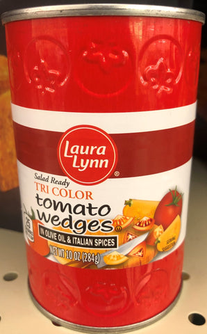 4 CANS Laura Lynn Tri-Color Tomato Wedges in Olive Oil and Italian Spices 10 oz