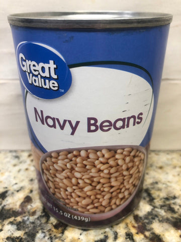 12 Cans of Great Value Navy Beans, 15.5 oz