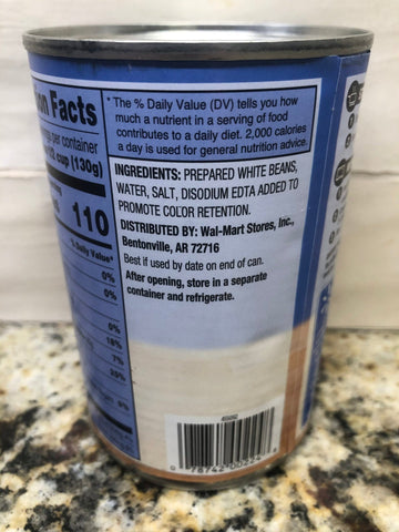 6 Cans of Great Value Navy Beans, 15.5 oz