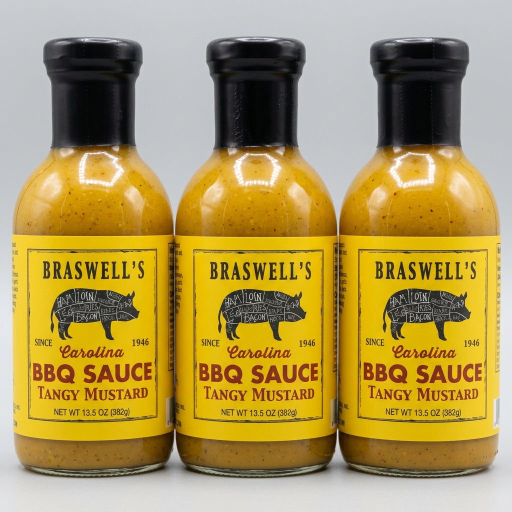 3 Bottles of Barbecue Tangy Mustard BBQ & Dipping Sauce, 13.5 oz