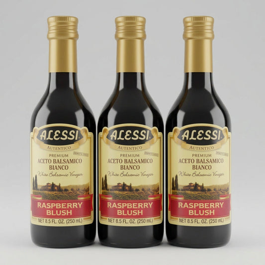 3 Bottles of Alessi Vinegar White Balsamic Raspberry Blush, 8.5 oz