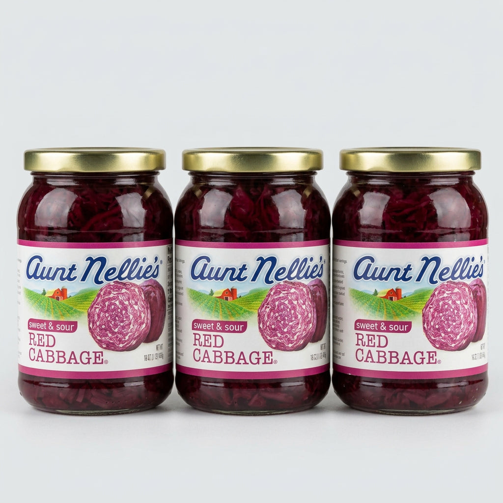 3 Jars of Aunt Nellie's Sweet & Sour Red Cabbage, 16 oz