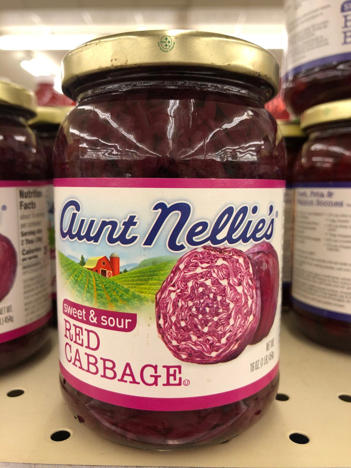 3 Jars of Aunt Nellie's Sweet & Sour Red Cabbage, 16 oz